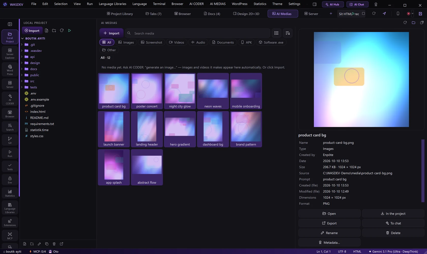AI Medias: generated images and videos with their details