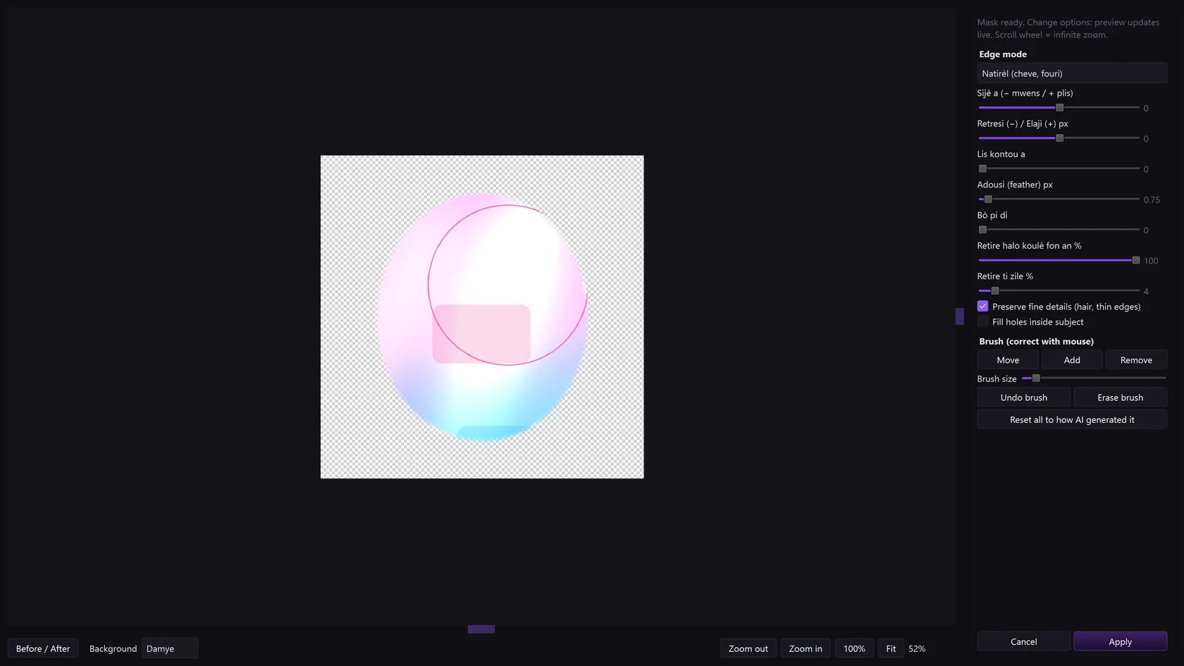 Cutout: refining the edges