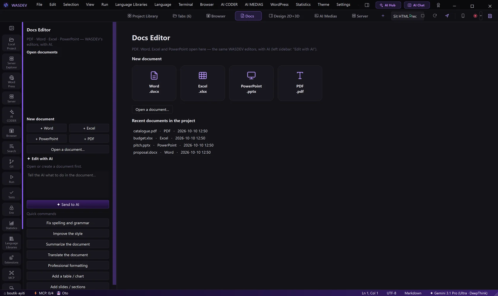 The Docs Editor and its side panel