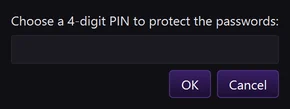 The password manager asks for a PIN
