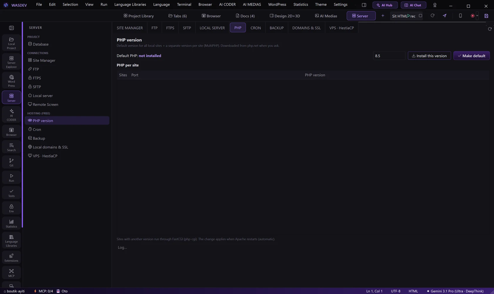 The PHP tab