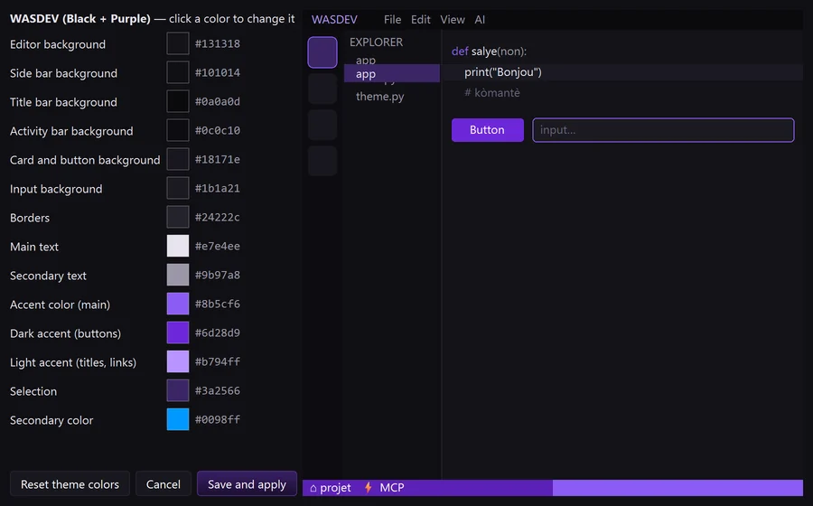 The theme editor