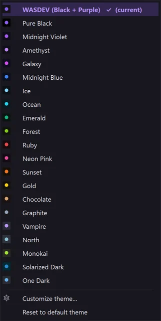 The Theme menu